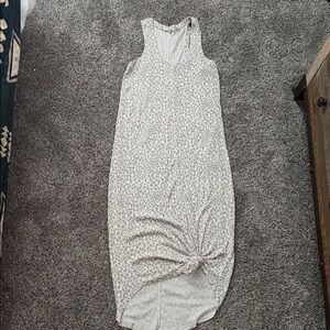 Z Supply Leopard-Print Sleeveless Midi Dress - White & Gray